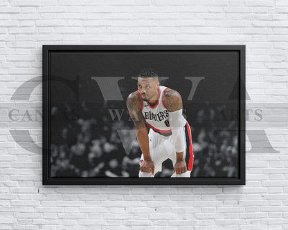 Damian Lillard Black & White Canvas Art Basketball Canvas Wall Art