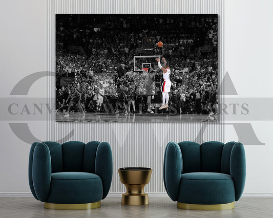 Damian Lillard Black & White Canvas Art Basketball Canvas Wall Art