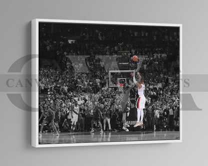 Damian Lillard Black & White Canvas Art Basketball Canvas Wall Art
