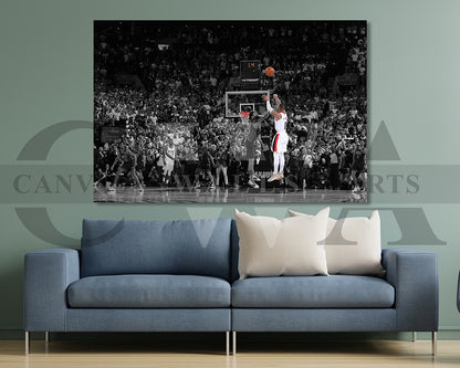 Damian Lillard Black & White Canvas Art Basketball Canvas Wall Art