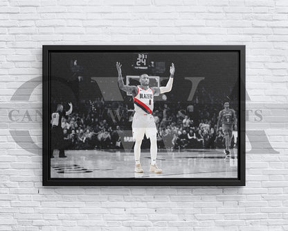 Damian Lillard Black & White Canvas Art Basketball Canvas Wall Art
