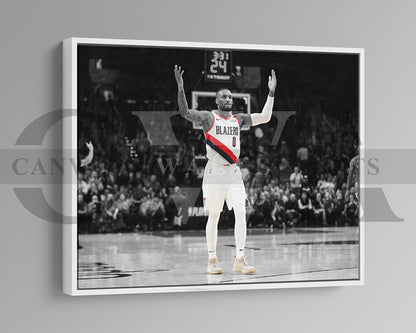 Damian Lillard Black & White Canvas Art Basketball Canvas Wall Art