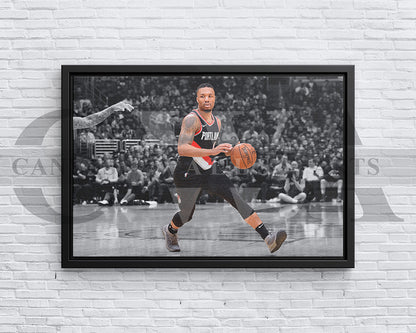 Damian Lillard Black & White Canvas Art Basketball Canvas Wall Art