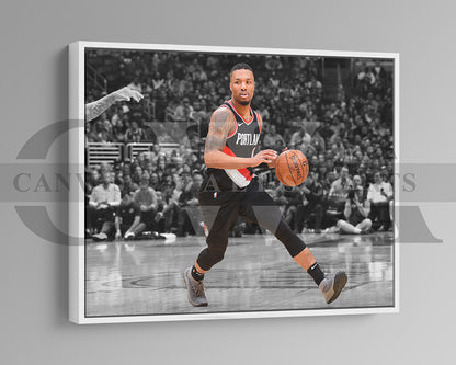 Damian Lillard Black & White Canvas Art Basketball Canvas Wall Art