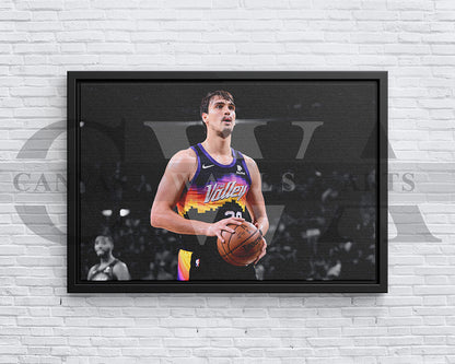 Dario Saric Black & White Canvas Art Basketball Canvas Wall Art