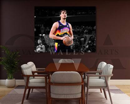 Dario Saric Black & White Canvas Art Basketball Canvas Wall Art