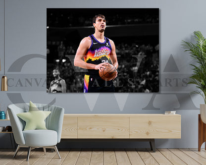 Dario Saric Black & White Canvas Art Basketball Canvas Wall Art