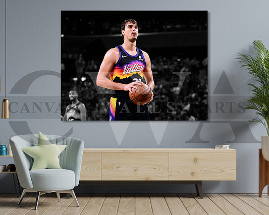 Dario Saric Black & White Canvas Art Basketball Canvas Wall Art