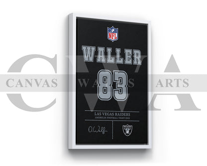 Darren Waller Canvas Wall Art - NFL Jersey Poster | Canvas Frame Ready to Hang