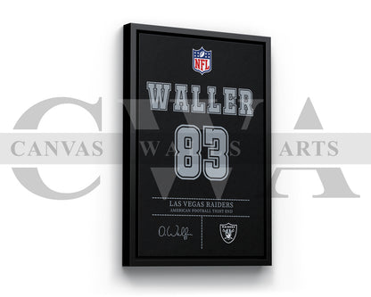 Darren Waller Canvas Wall Art - NFL Jersey Poster | Canvas Frame Ready to Hang
