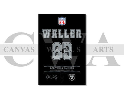 Darren Waller Canvas Wall Art - NFL Jersey Poster | Canvas Frame Ready to Hang