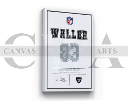Darren Waller Canvas Wall Art - NFL Jersey Poster | Canvas Frame Ready to Hang