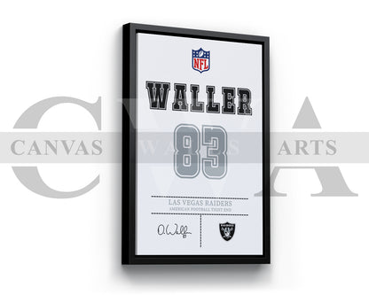 Darren Waller Canvas Wall Art - NFL Jersey Poster | Canvas Frame Ready to Hang