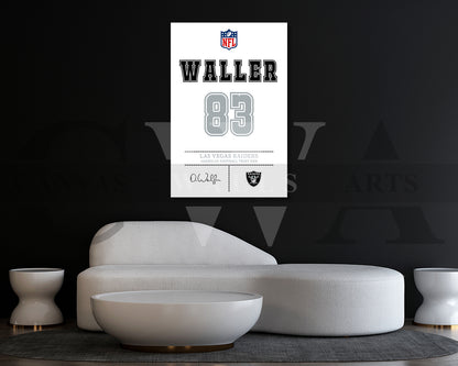 Darren Waller Canvas Wall Art - NFL Jersey Poster | Canvas Frame Ready to Hang