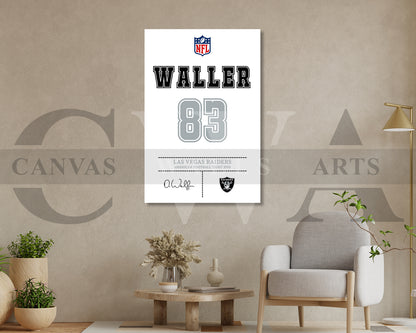 Darren Waller Canvas Wall Art - NFL Jersey Poster | Canvas Frame Ready to Hang