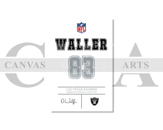 Darren Waller Canvas Wall Art - NFL Jersey Poster | Canvas Frame Ready to Hang