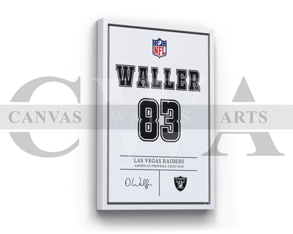 Darren Waller Canvas Wall Art - NFL Jersey Poster | Sports Canvas Print