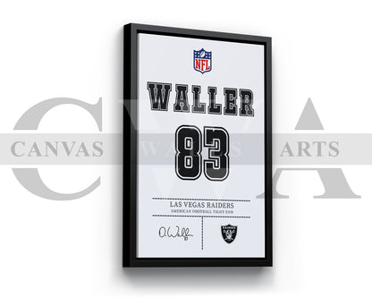 Darren Waller Canvas Wall Art - NFL Jersey Poster | Sports Canvas Print