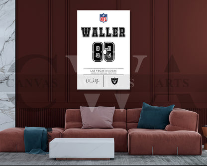 Darren Waller Canvas Wall Art - NFL Jersey Poster | Sports Canvas Print