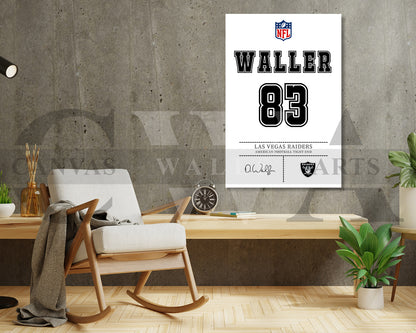 Darren Waller Canvas Wall Art - NFL Jersey Poster | Sports Canvas Print