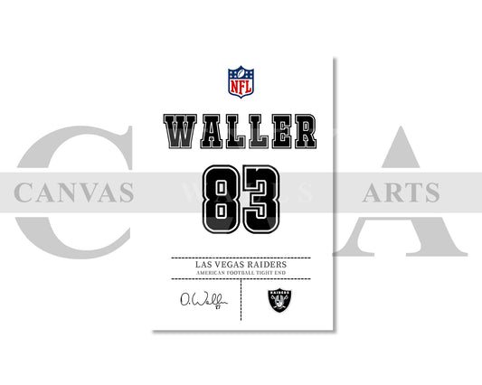 Darren Waller Canvas Wall Art - NFL Jersey Poster | Sports Canvas Print