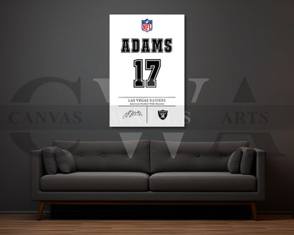 Davante Adams Canvas Wall Art - NFL Jersey Poster | Sports Canvas Frame Ready To Hang