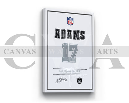 Davante Adams Canvas Wall Art - NFL Jersey Poster | Sports Canvas Frame Ready To Hang