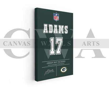 Davante Adams Canvas Wall Art - NFL Jersey Poster | Sports Canvas Print