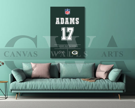 Davante Adams Canvas Wall Art - NFL Jersey Poster | Sports Canvas Print