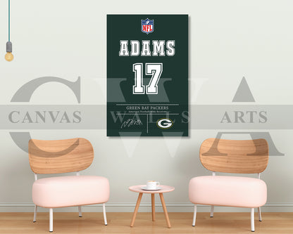 Davante Adams Canvas Wall Art - NFL Jersey Poster | Sports Canvas Print