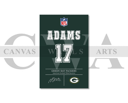 Davante Adams Canvas Wall Art - NFL Jersey Poster | Sports Canvas Print