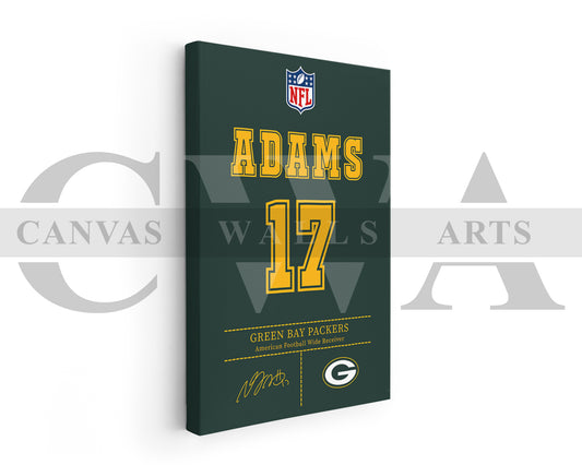 Davante Adams Canvas Wall Art - NFL Jersey Poster | Sports Canvas