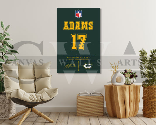 Davante Adams Canvas Wall Art - NFL Jersey Poster | Sports Canvas