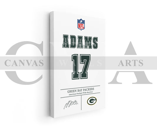 Davante Adams Canvas Wall Art - NFL Jersey Poster | Sports Canvas Wall Art