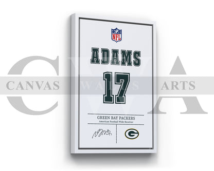 Davante Adams Canvas Wall Art - NFL Jersey Poster | Sports Canvas Wall Art