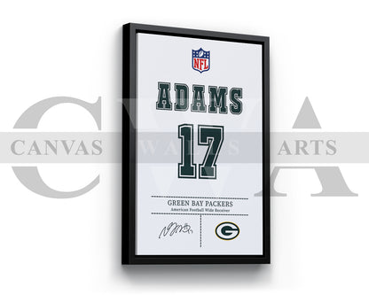 Davante Adams Canvas Wall Art - NFL Jersey Poster | Sports Canvas Wall Art