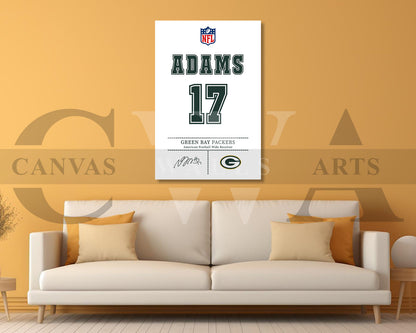 Davante Adams Canvas Wall Art - NFL Jersey Poster | Sports Canvas Wall Art