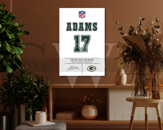 Davante Adams Canvas Wall Art - NFL Jersey Poster | Sports Canvas Wall Art