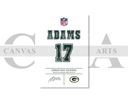 Davante Adams Canvas Wall Art - NFL Jersey Poster | Sports Canvas Wall Art