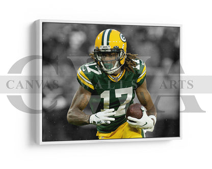 Davante Adams Black & White Canvas Art American Football Canvas Wall Art