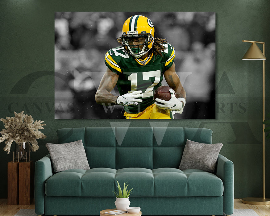 Davante Adams Black & White Canvas Art American Football Canvas Wall Art