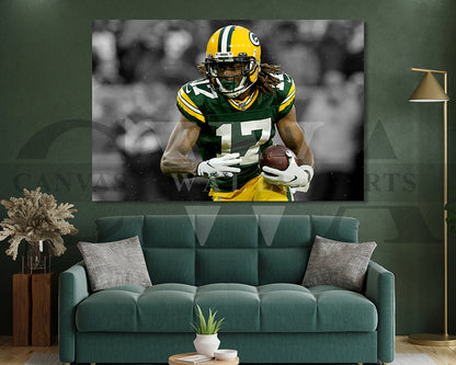 Davante Adams Black & White Canvas Art American Football Canvas Wall Art
