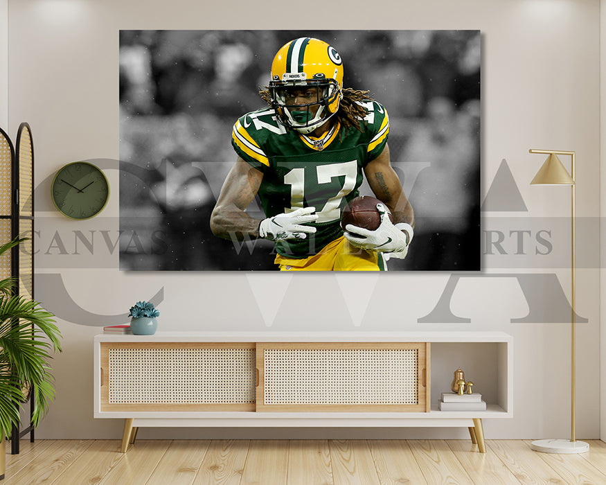 Davante Adams Black & White Canvas Art American Football Canvas Wall Art
