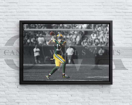 Davante Adams Black & White Canvas Art American Football Canvas Wall Art