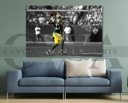 Davante Adams Black & White Canvas Art American Football Canvas Wall Art