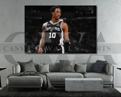 DeMar DeRozan Black & White Canvas Art Basketball Canvas Wall Art