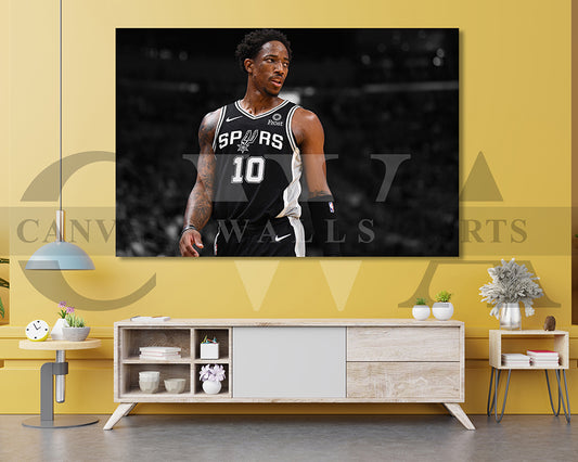 DeMar DeRozan Black & White Canvas Art Basketball Canvas Wall Art