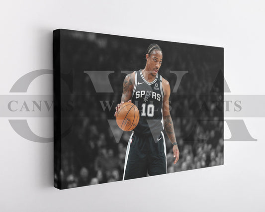 DeMar DeRozan Black & White Canvas Art Basketball Canvas Wall Art