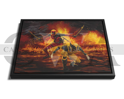 Deadpool & Wolverine In Action Canvas Wall Art