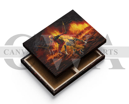 Deadpool & Wolverine In Action Canvas Wall Art